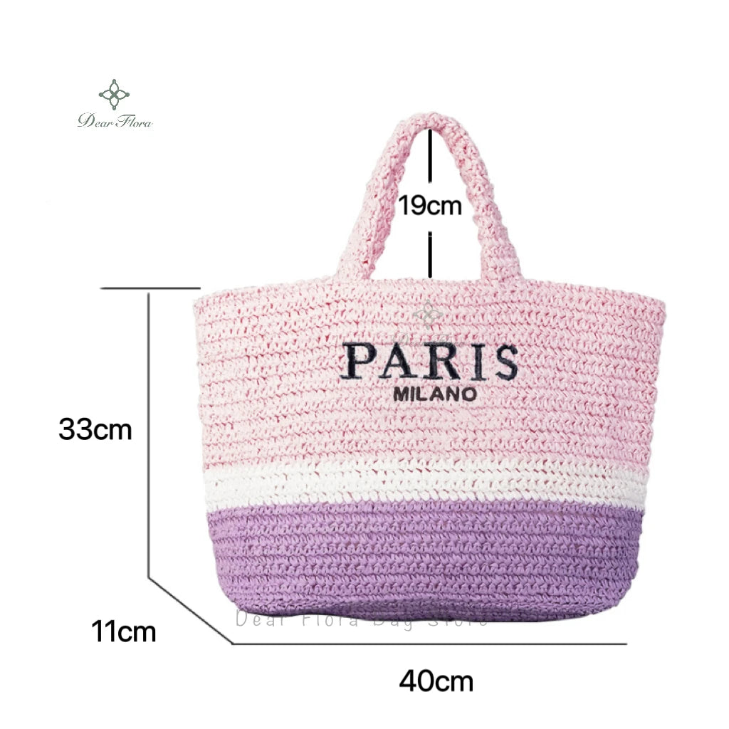 Women Summer Beach Vacation Fashion Straw Knitting Shoulder Bag Hollow Out Handwoven Handbag Portable Large Capacity Casual Tote