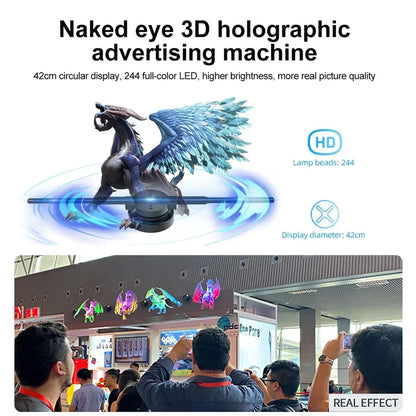 42CM 3D Hologram Fan 3D Holographic Projector Advertising Display Light HD Holographic Projector for Stores Bars Party Xmas