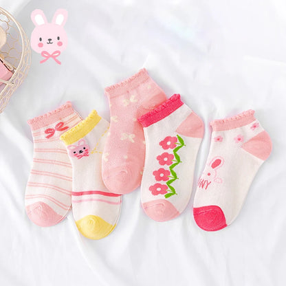 5Pairs Baby Socks Newborn Baby Boy Cute Short Sock 0-1-3-8Y Kids Cotton Toddler Cartoon Soft Children's Sports Socks for Girls