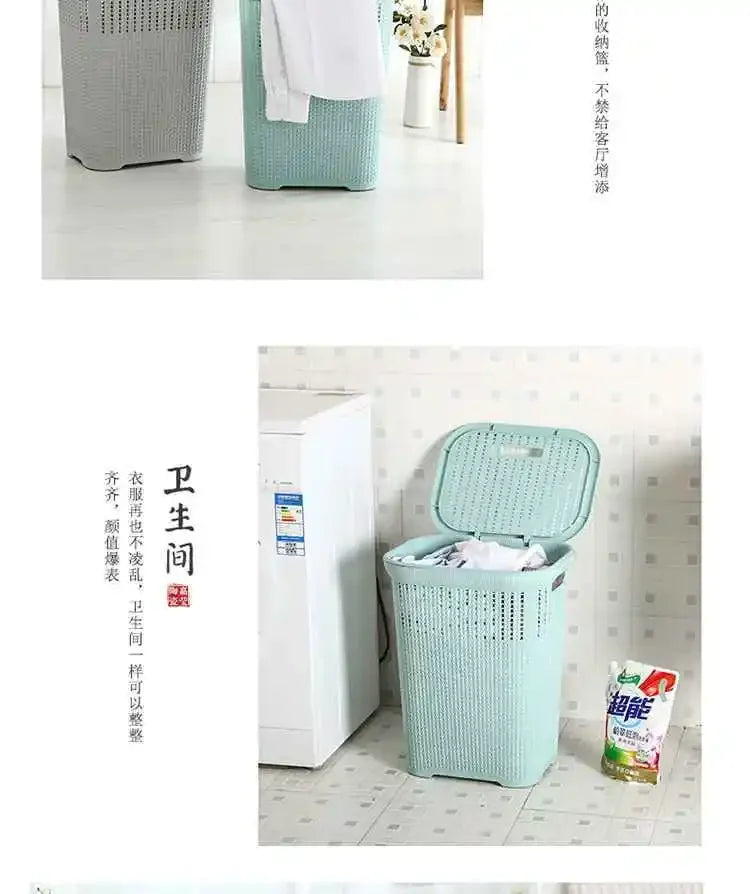 Nordic Wind Plastic Home Bathroom Laundry Basket Living Room Multi-purpose Toy Basket Bedroom Clothing Storage Basket