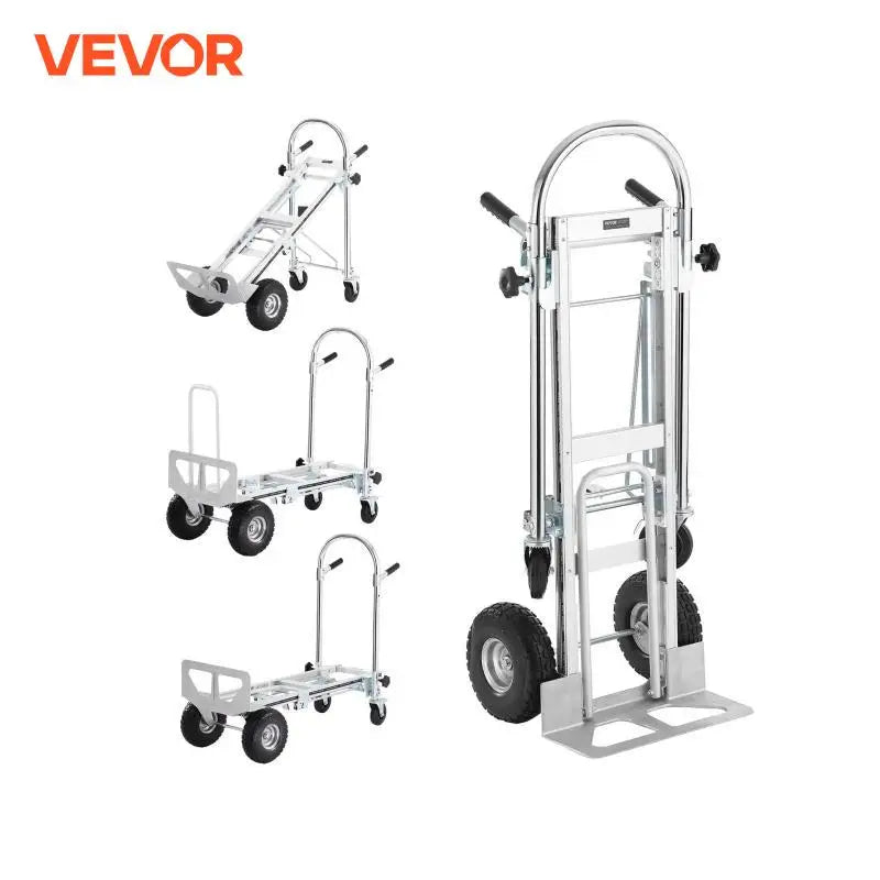 VEVOR Aluminum Folding Hand Truck Heavy Duty Industrial Collapsible Dolly Cart for Transport and Moving in Warehouse Supermarket