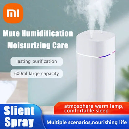 Xiaomi USB Air Humidifier 600ml With Dual Spout Essential Oil Diffuser Cool Mist Maker Silent Night Light For Home Car Office