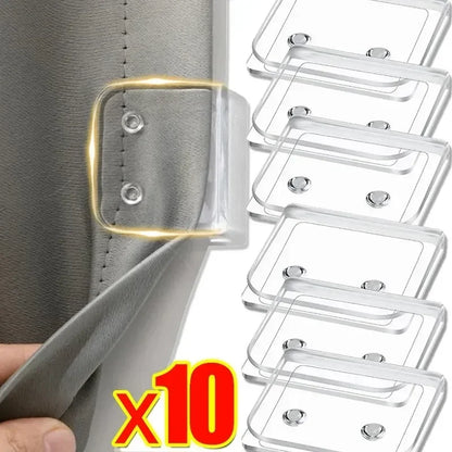 2/10PCS Shower Curtain Clips Non Punching Windproof Curtain Hook Traceless Shading Cloth Edge Fixed Sticker Bathroom Accessories