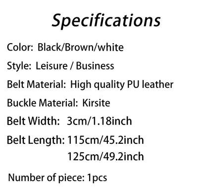 New Luxury Belt for Men PU Leather Belt Metal Pin Buckle High Quality Famous Brand Designer Waist Strap Belts for Jeans Men Belt