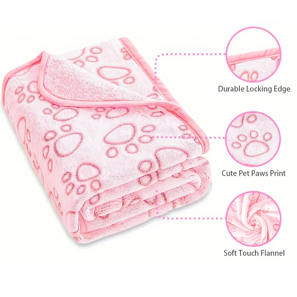 Pink Soft Fluffy High Quality Pet Blanket Cute Paw Print Dog Blanket Pet Mat Warm and Comfortable Blanket for Cat Dogs