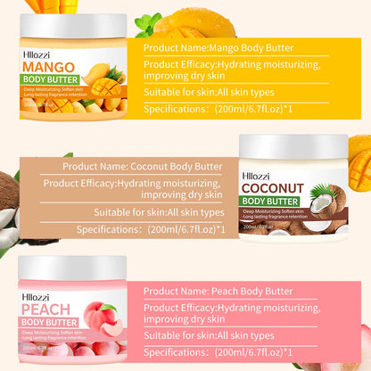 200ml Mango Body Butter Hydrating and Moisturizing Peach Fresh Light Fragrance Coconut Refreshing and Non-greasy