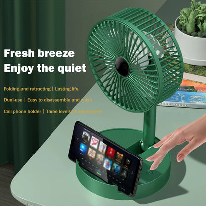 Desktop Foldable Fan 2000mah Portable Household USB Rechargeable 3Speed Mute Fan Electric Adjustable Air Conditioner Cooling Fan