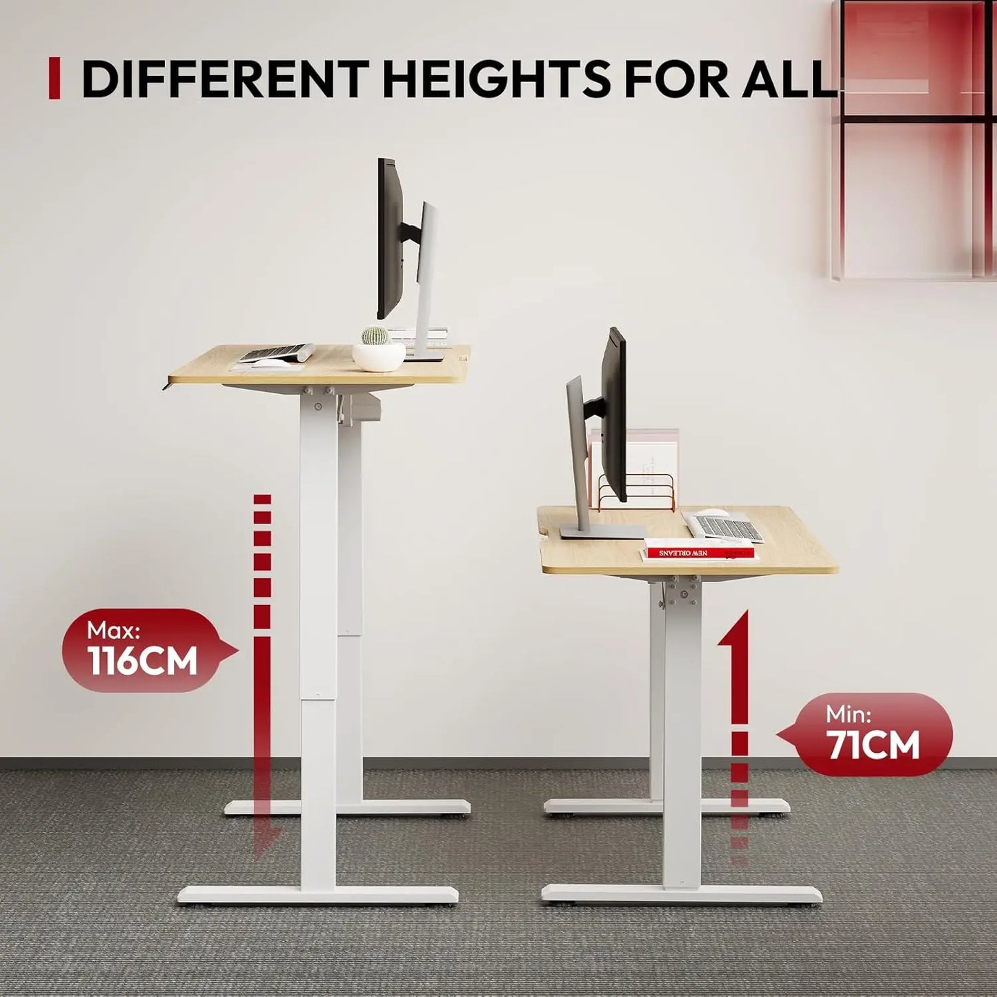 110 * 60 Electric Standing Desk ONE PIECE Height Adjustable Standing With Memory Smart Panel Desk Sit Stand