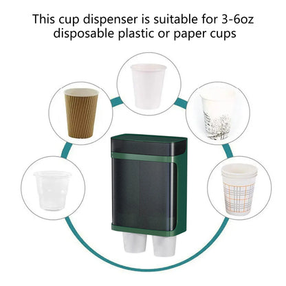 Wall Mount Disposable Automatic Remover Cup Holder Fits 3-6oz Cups Pull Type High Capacity Plastic for Bedroom Kitchen Bathroom