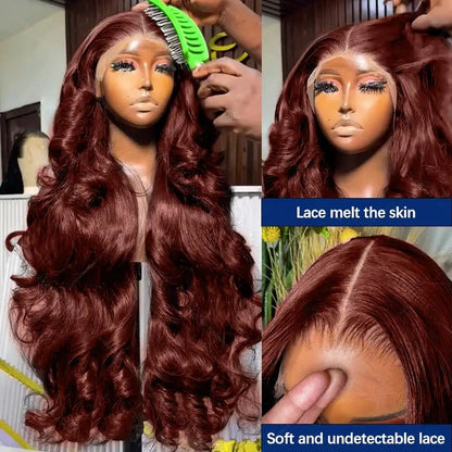 30 32 Inch Brazilian Reddish Brown 13x4 13x6 HD Lace Front Wigs Human Hair Body Wave 250% Colored Lace Frontal Wig For Women