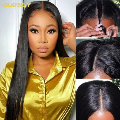 30 34 Inch Straight V U Part Wig Human Hair No Leave Out Thin Part Wigs for Women 250 Density Glueless Wig Ready To Wear On Sale