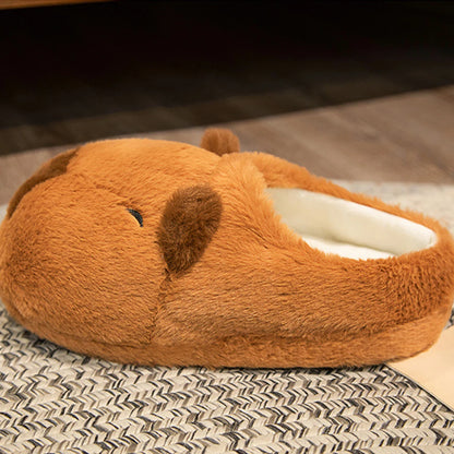 Women Capybara House Slippers Anti-Skid Capybara Animal Slippers Soft Flat Thermal Slippers Comfortable Outdoor Winter Slippers