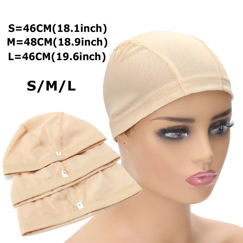 Wig Cap Mesh Bald Cap for Wigs Making 6 Pcs/Lot Stretchable Weaving Net Cap with Wide Elastic Band Black Color S/M/L Size