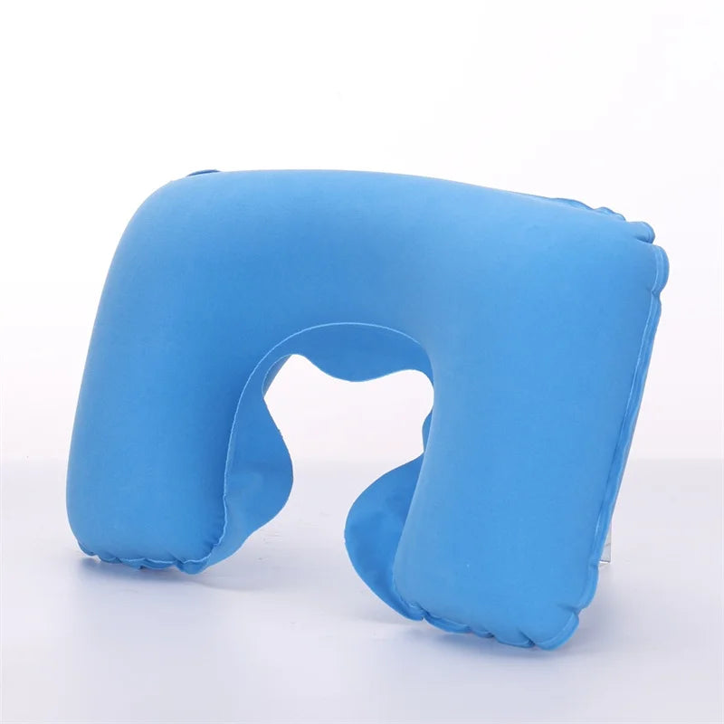 Portable U Shape Inflatable Travel Pillow Adjustable Travel Inflatable Neck Pillow Air Cushion for Airplanes Traveling JAF059