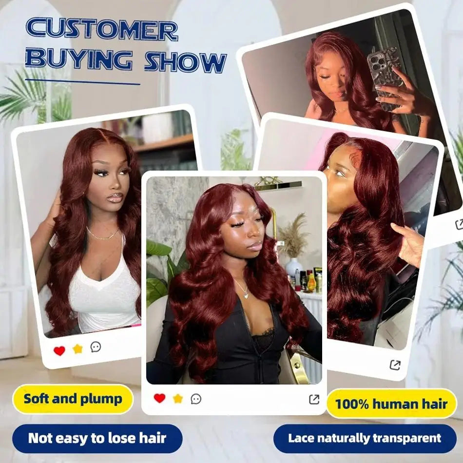 30 32 Inch Brazilian Reddish Brown 13x4 13x6 HD Lace Front Wigs Human Hair Body Wave 250% Colored Lace Frontal Wig For Women