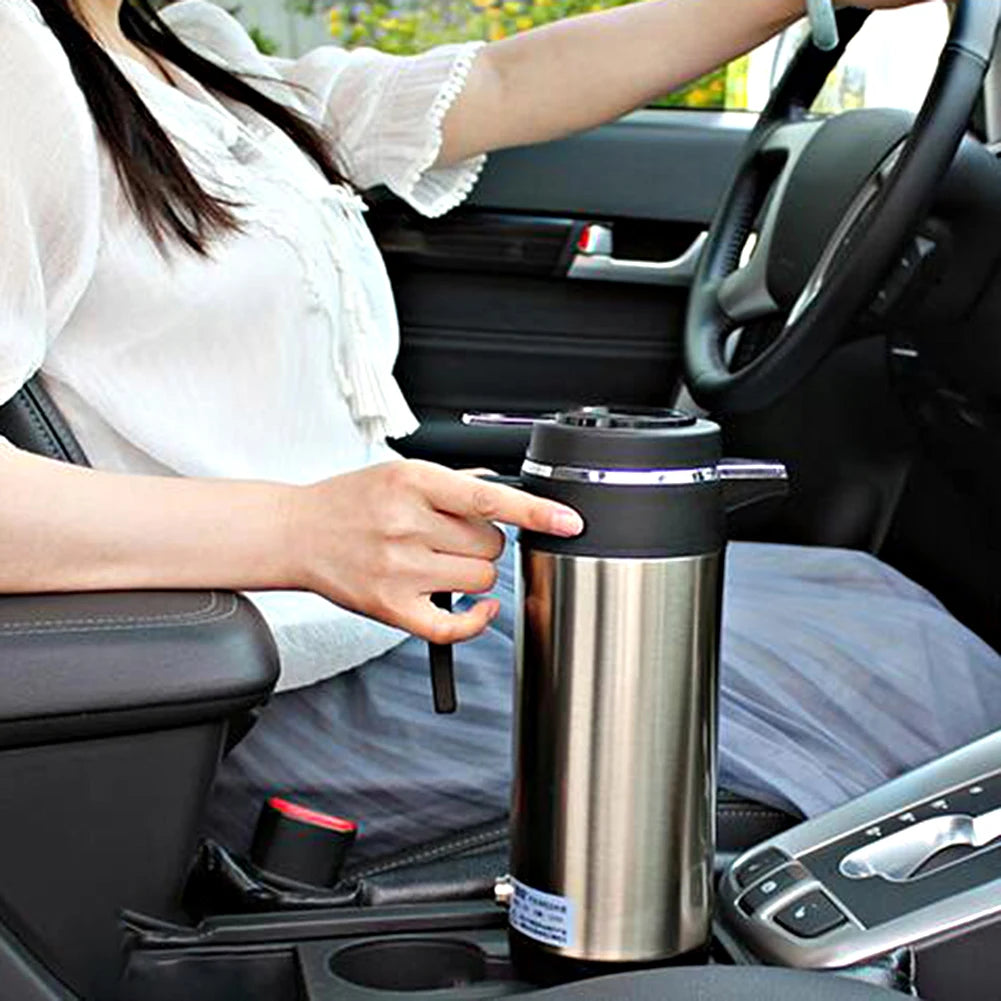 12V/24V Electric Heating Cup Kettle Stainless Steel Water Heater Bottle Auto Shut Off Fast Boiling Kettle for Travel Car Truck