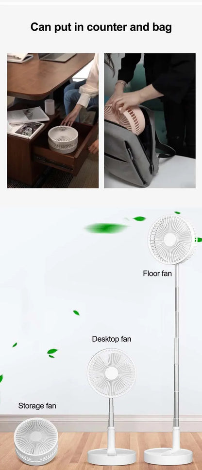 Usb Charging Desktop Home Mini Floor Fan Telescopic Fan Retractable Usb Folding Fan For Home And Office And Outdoor Activity