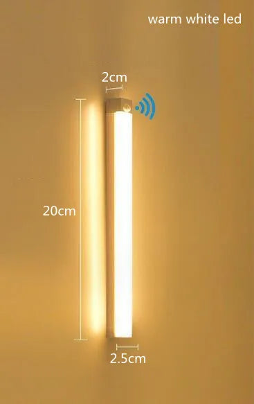 Smart led body sensor light wireless magnetic night light long rechargeable self adhesive closet cabinet light bar Motion sensor