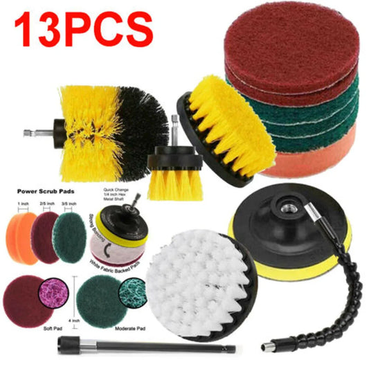 13 pcs Drill Brush Set Car Detailing Tile Carpet Cleaning Power Scrubber Attachment for Bathroom Kitchen Auto Cleaing Supplies