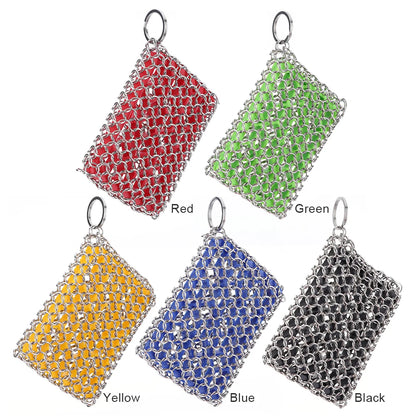 Stainless Steel Cast Iron Scrubber Skillet Chainmail for Cast Iron Pan Chain Mail Scrubber Cast Iron Sponge Metal Scrubber