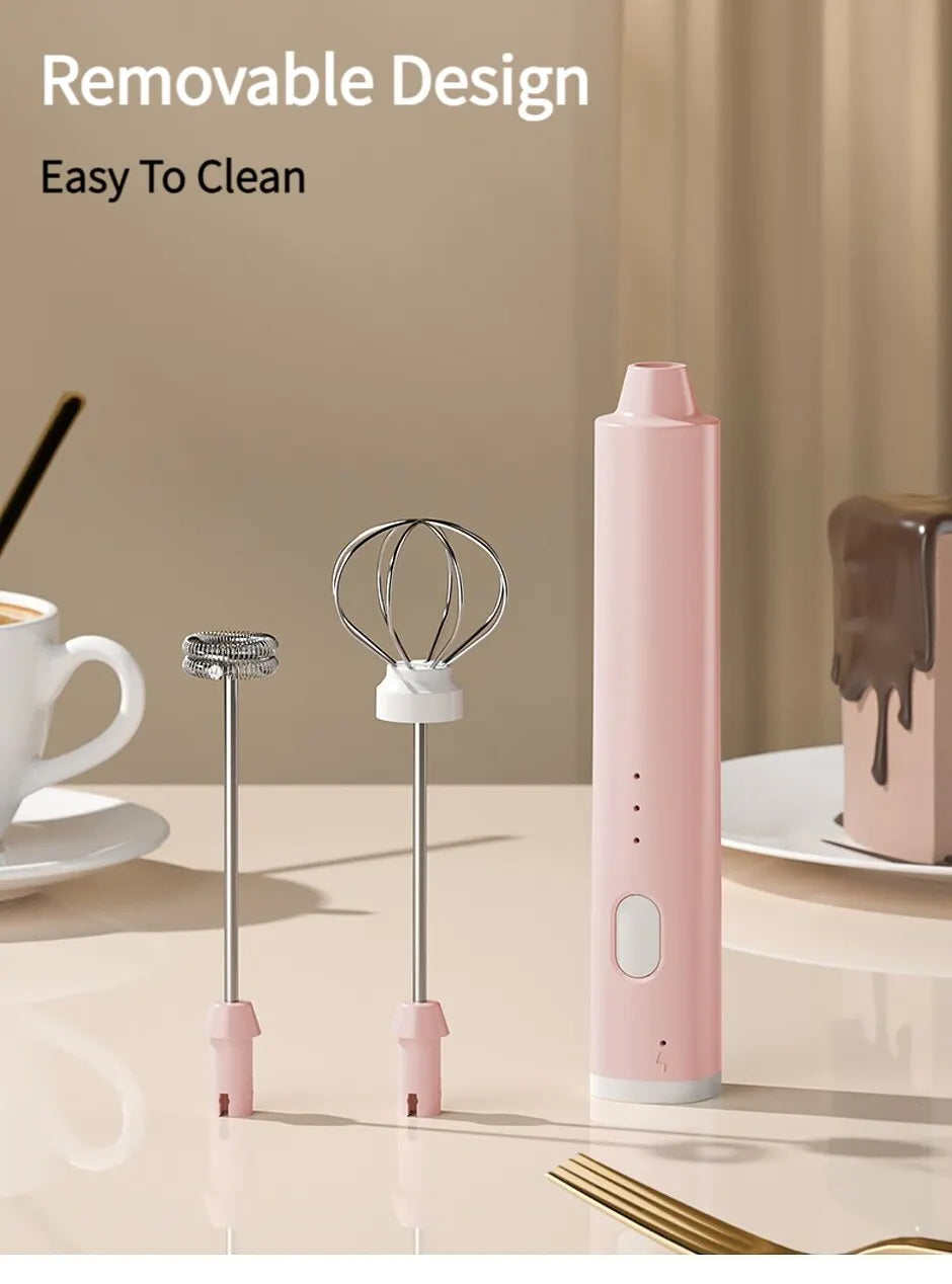 1 PCS USB Rechargeable Handheld Egg Beater 3 Speeds Electric Milk Frother Foam Maker Mixer Coffee Drink Frothing Wand Foamer