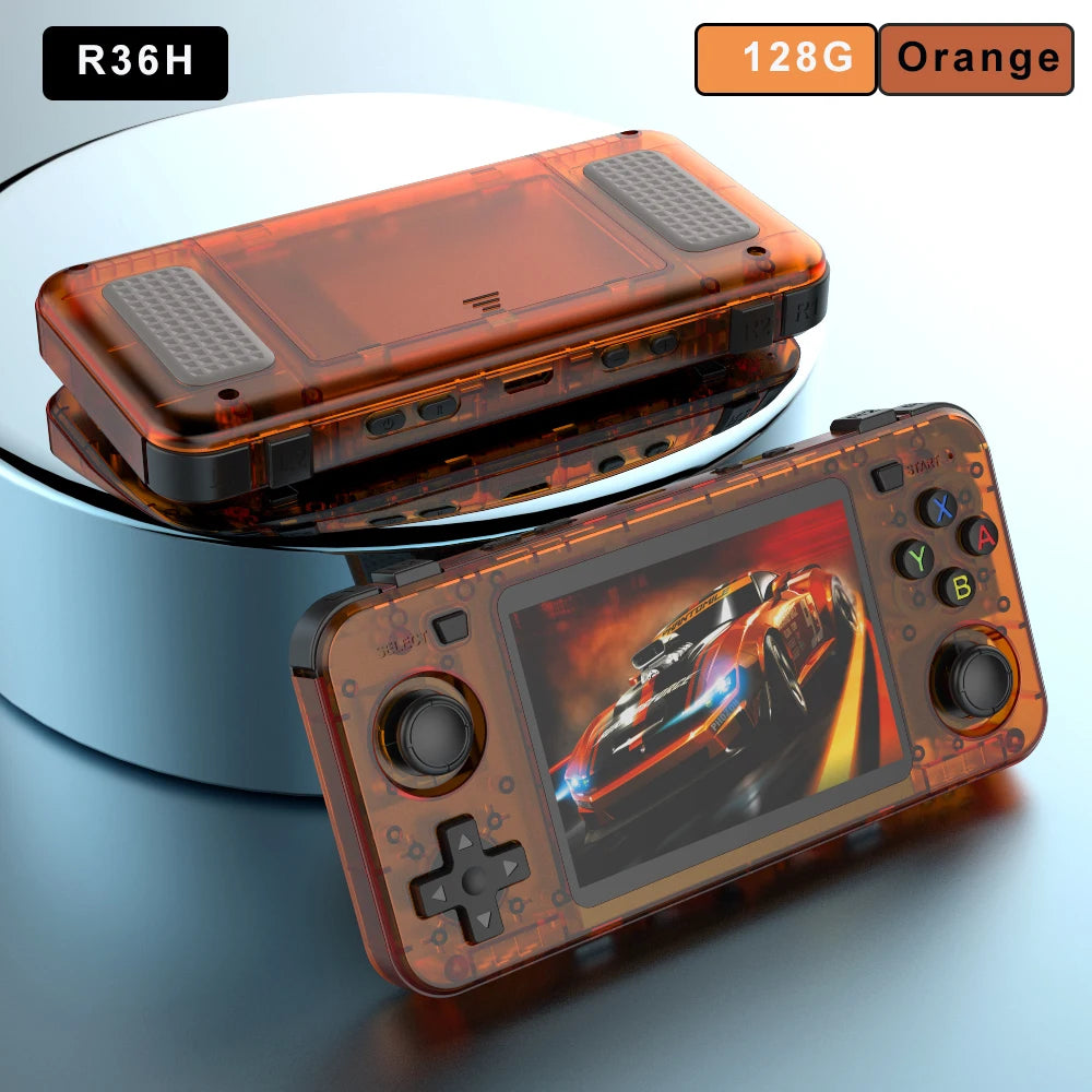 NEW Orange R36H Retro Handheld Game Console Linux System 3.5Inch IPS Screen Portable Pocket Video Player 64GB 128G Game Kid Gift