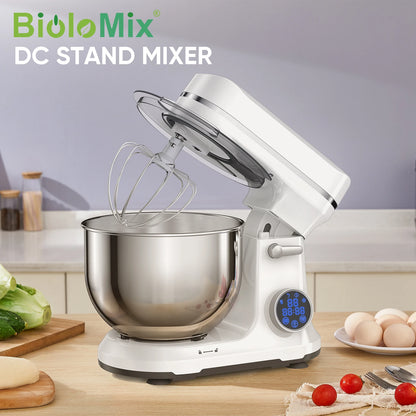 BioloMix Kitchen Food Stand Mixer, 1200W 11-Speeds DC Motor, Digital OLED Screen, Electric Food Mixer with Dough Hook, Whisk