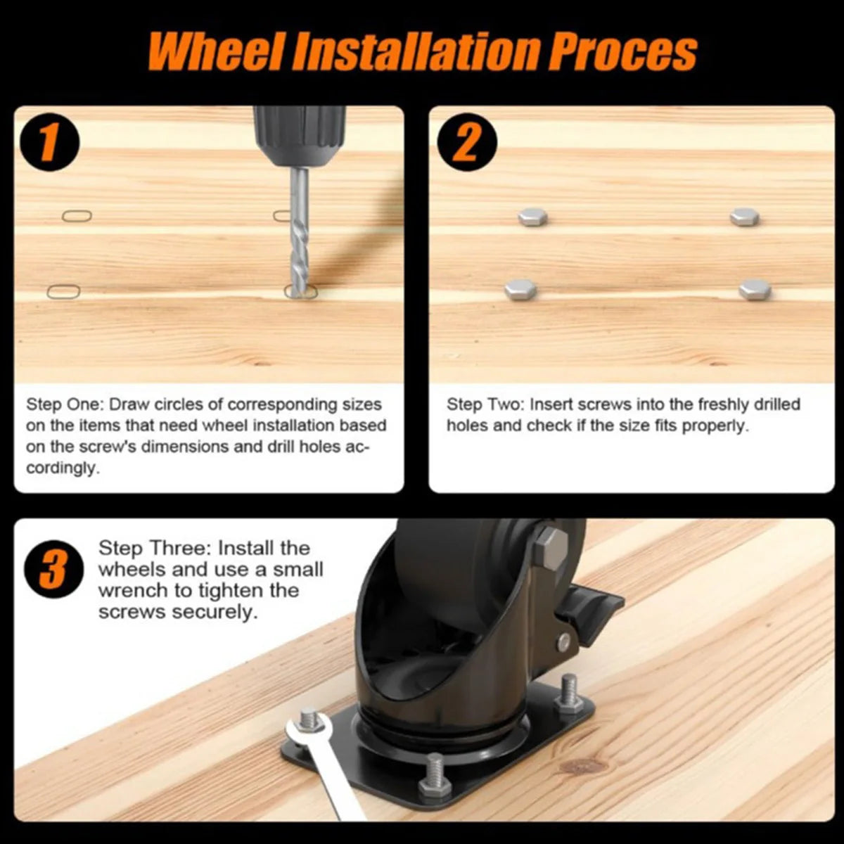 2.5"/3" Caster Wheels Set of 4, Heavy Duty Casters with Brake, No Noise Locking Polyurethane (PU) Wheels