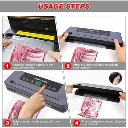 BRIEFNESS 5-in-1 Electric Sealing Machine Automatic Vacuum Sealer 60kpa Vacuum Food Sealer Dry Wet Pack With 10Free Sealing Bags