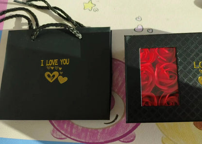 NEW Window Jewelry Box Romantic 6 Rose Pendants Ring Bracelet Eternal Flower Jewelry Valentine's Day Gift Packaging Box Bag