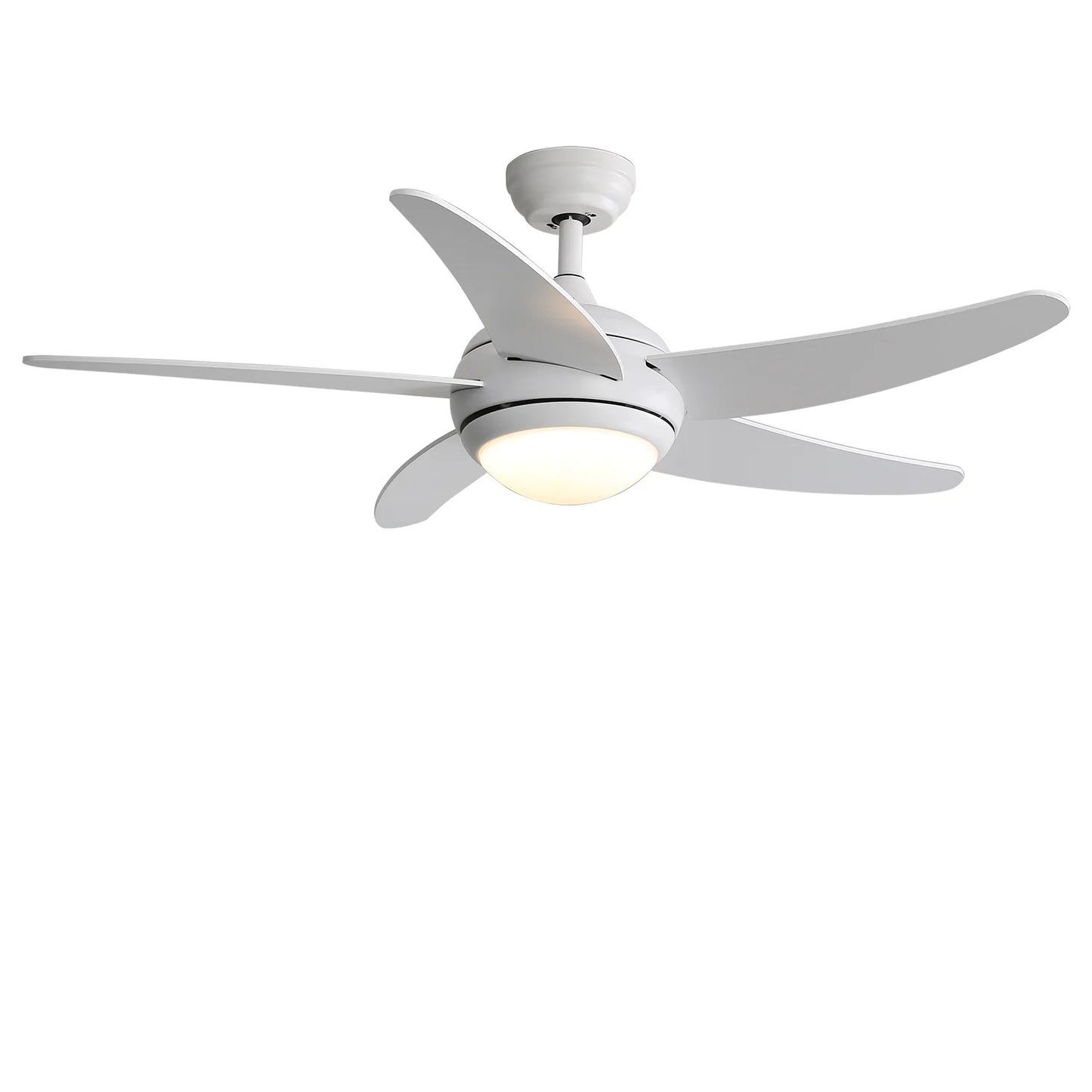 52 Inch White Ceiling Fan with LED Light Kit, 5 Blades and Remote Control