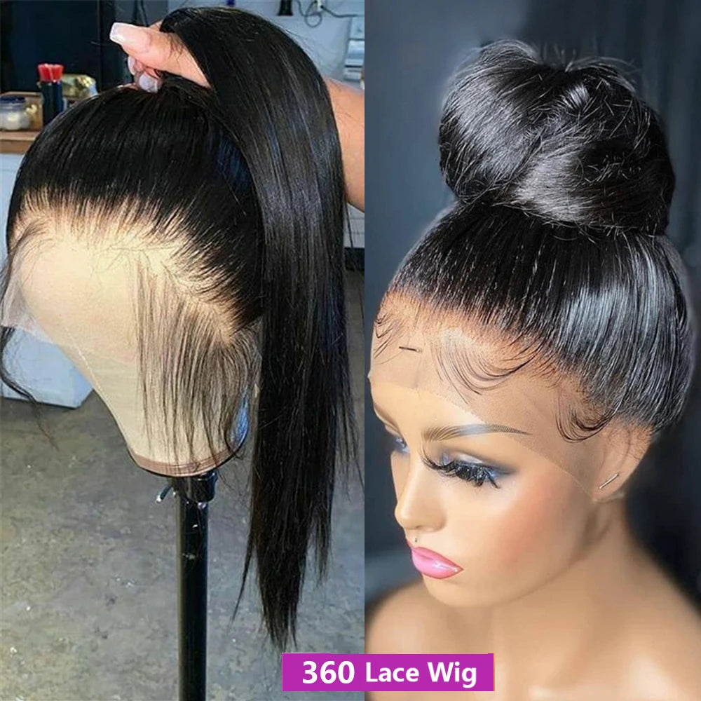 36 38 Inch 13x4 Lace Front Wigs Human Hair Pre-Plucked Transparent 13x6 Lace Front Human Hair Straight Wig for Black Women Bling