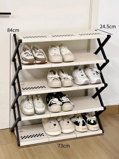 Simple Shoe Cabinet Multi-layer Folding Shoe Storage Device Home Organization And Storage Shelf