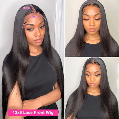 13x4 13x6 HD Lace Front Human Hair Wigs Straight 180% Density Transparent Lace Frontal Wigs Pre Plucked 4x4 Lace Closure Wig