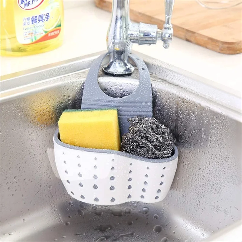 Sink Caddy Sponge Holder,Kitchen Sink Storage,Hanging Bag Basket Organizer for Sponges Soaps ,Cleaning Brushes Sink Accessories