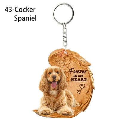 1 Piece 23 Style Dog Forever In My Heart  Angel Pendant Bag Key Chains Car Keychain Keyring  Pet Jewelry Gift For Women Girls