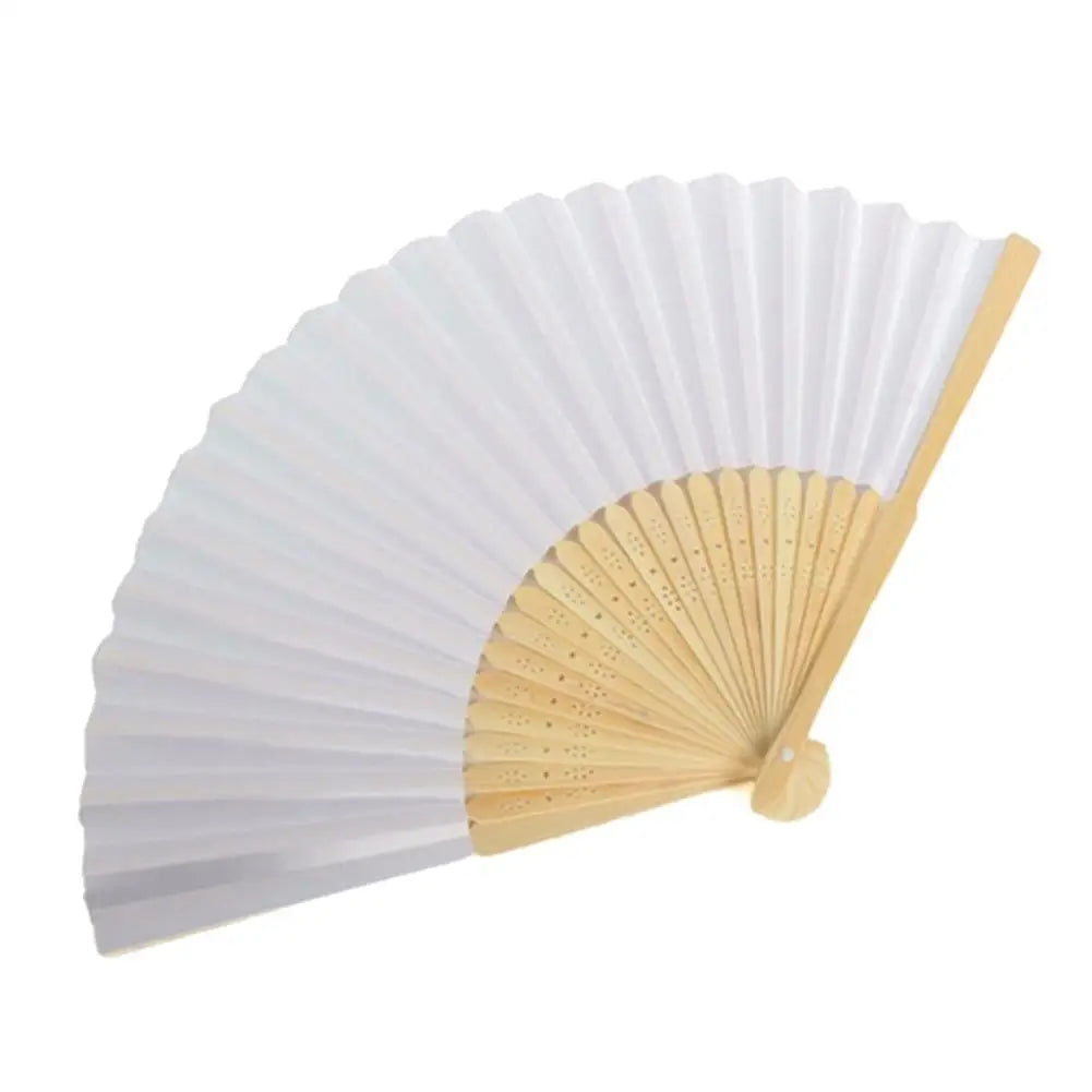 100-1PCS Hand Held Paper Fans Blank White Bamboo Folding Fans for Wedding Gift Party Dance DIY Decoration Personalised Fan