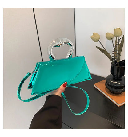 Shiny Leather Handbag And Purse Solid Color Designer Bags For Women Luxury Style Fashion Female Hand Bag High Quality Clutches