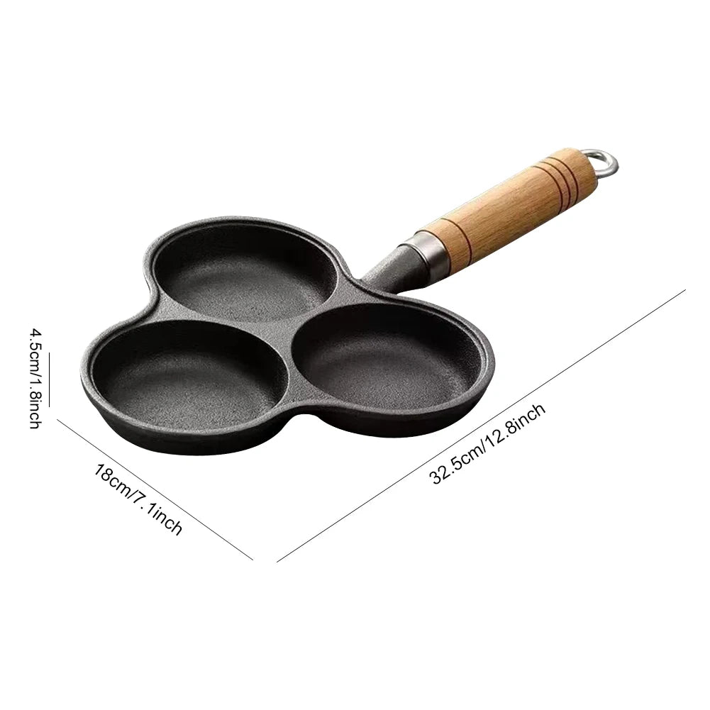 5 Round Holes Egg Frying Pan Cast Iron Cookware Pancake Pan Creative Breakfast Grill Cooking Pot for Gas Stove Induction Cooker