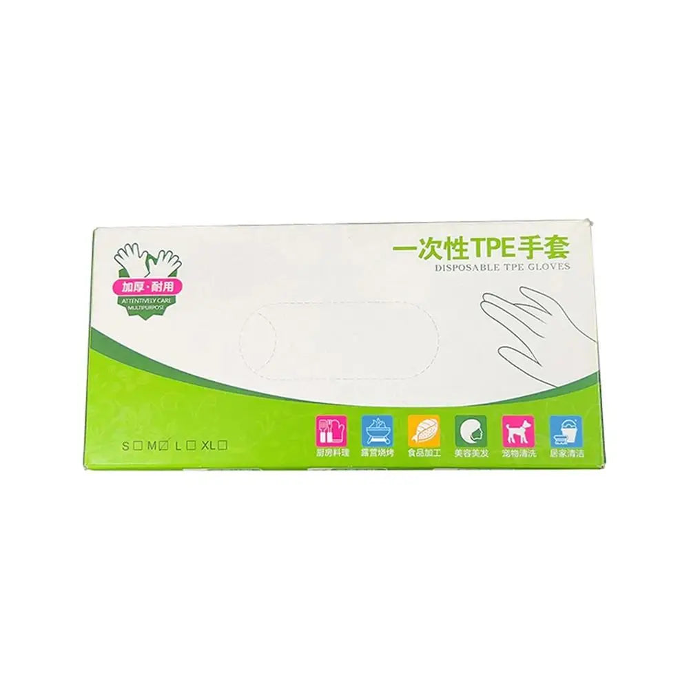 100Pcs Food Grade Disposable Gloves Portable Non-Slip Acid Work Safety Cleaning Gloves Transparent TPE Latex Free Gloves