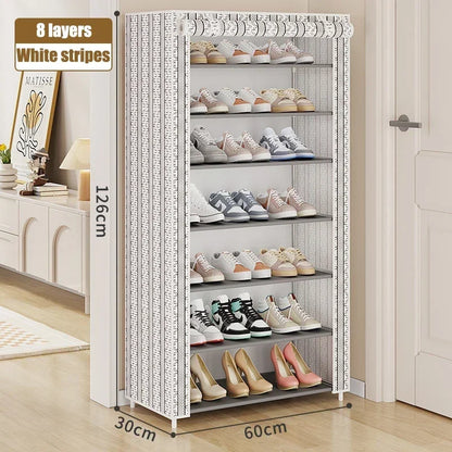 Shoe Cabinet Dustproof Fabric Multifunctional Storage Shoe Rack Moisture-proof Elevated Design Large Capacity Shoe Rack Cabinet