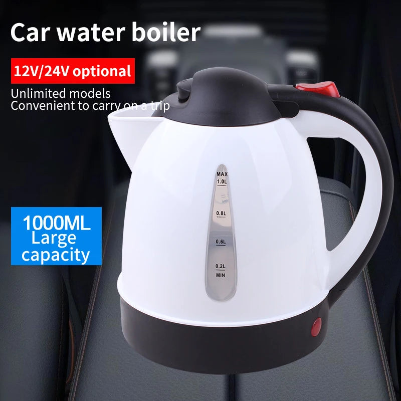 Portable car kettle wholesale car big truck 12v24v electric kettle cigarette lighter make tea boiling cup 1000ML