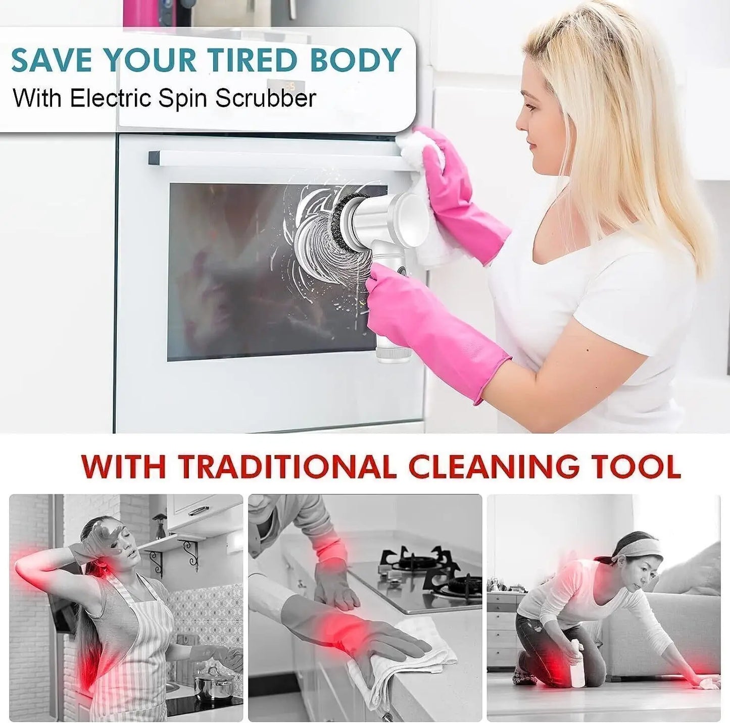 Rechargeable Electric Cordless Cleaning Brush Spin Scrubber Turbo Scrub Cleaner