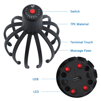 Electric Octopus Claw Scalp Massager Anti-stress Relief Headache Stimulation Vibration Head Massager Scratcher