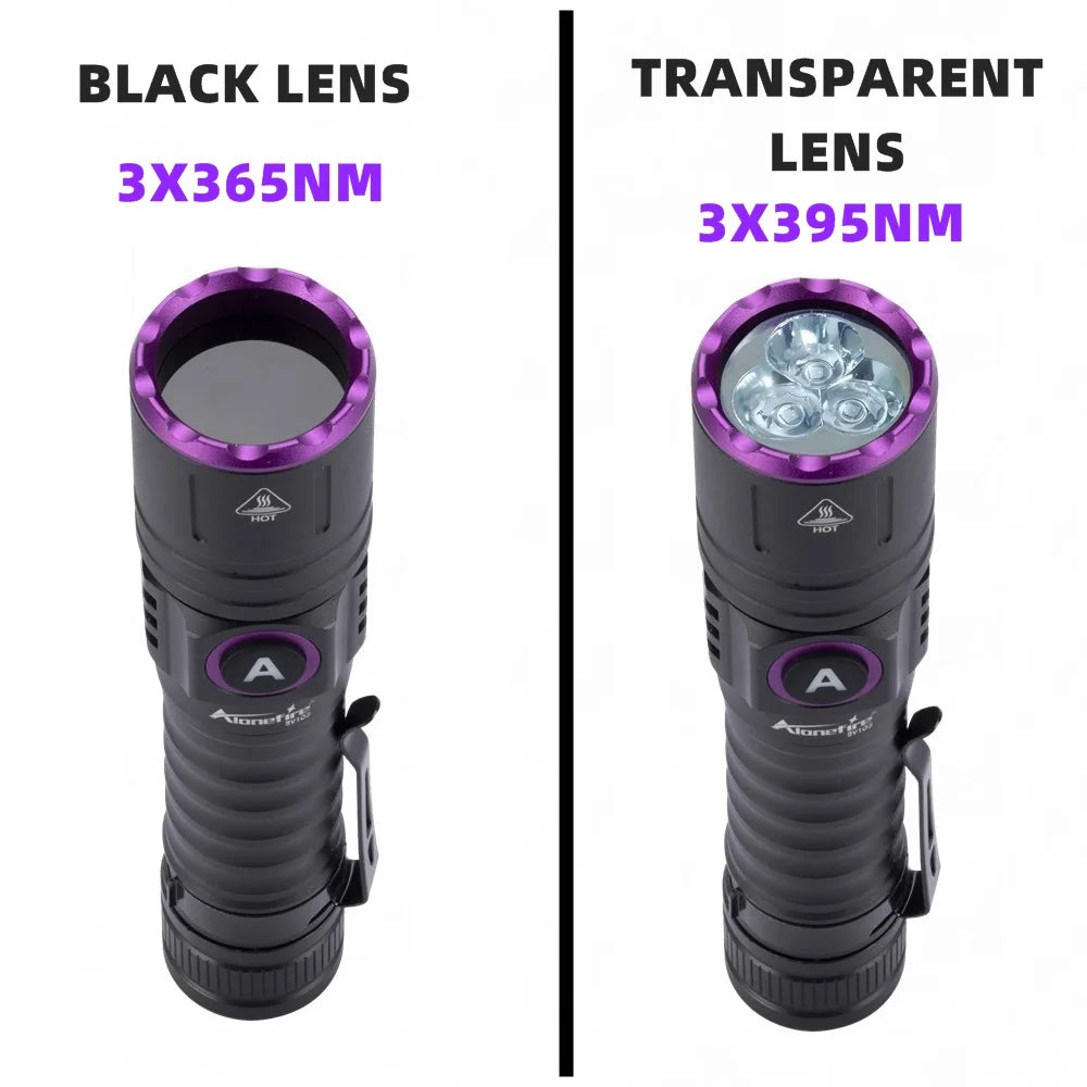 15W High power UV 395/365nm USB Rechargeable Flashlight Cat Dog Urine Tinea Ore Money Scorpion Fluorescence Marker Purple Light