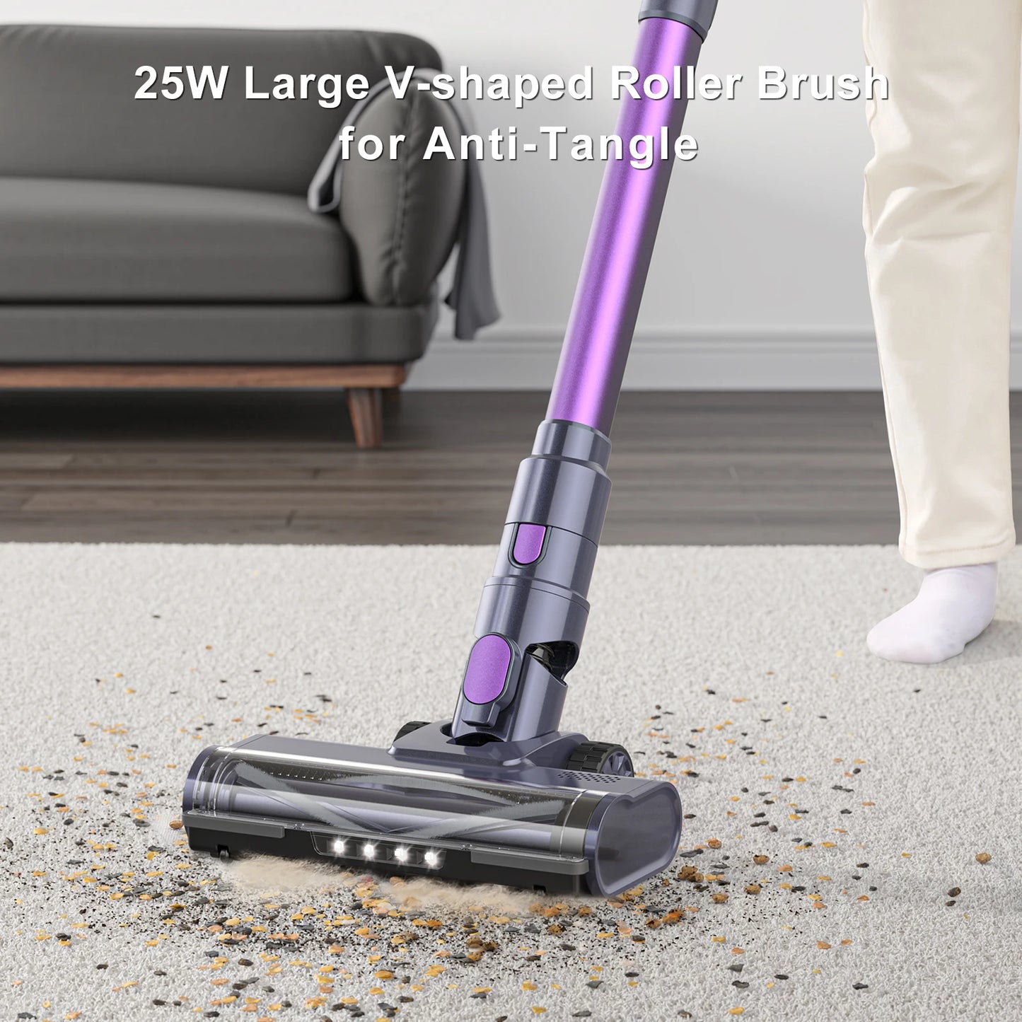 30Kpa Cordless Vacuum Cleaner, Anti-Tangling Brushless Lightweight Vacuum Cleaner With Touch Screen For Home Carpet Lubluelu L7