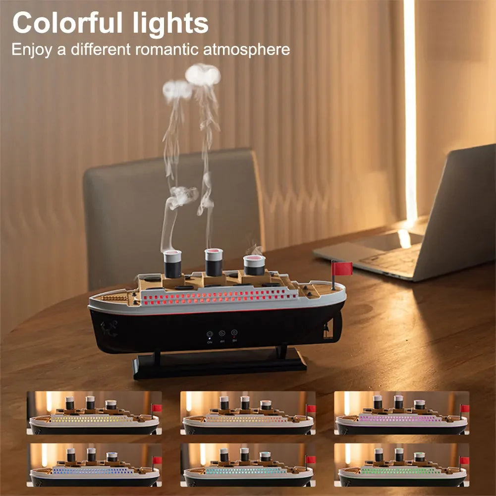 250ml Titanic Ship Model Decoration Air Humidifier Essential Oil Diffuser Jellyfish Smoke Ring Spray Aroma Diffuser For Home Off