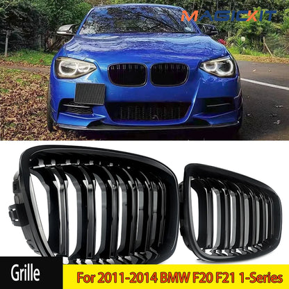 For 2011-2014 BMW F20 F21 1-Series M Look Kidney Grille Grill Gloss Black Twin Bar CAR Accessories