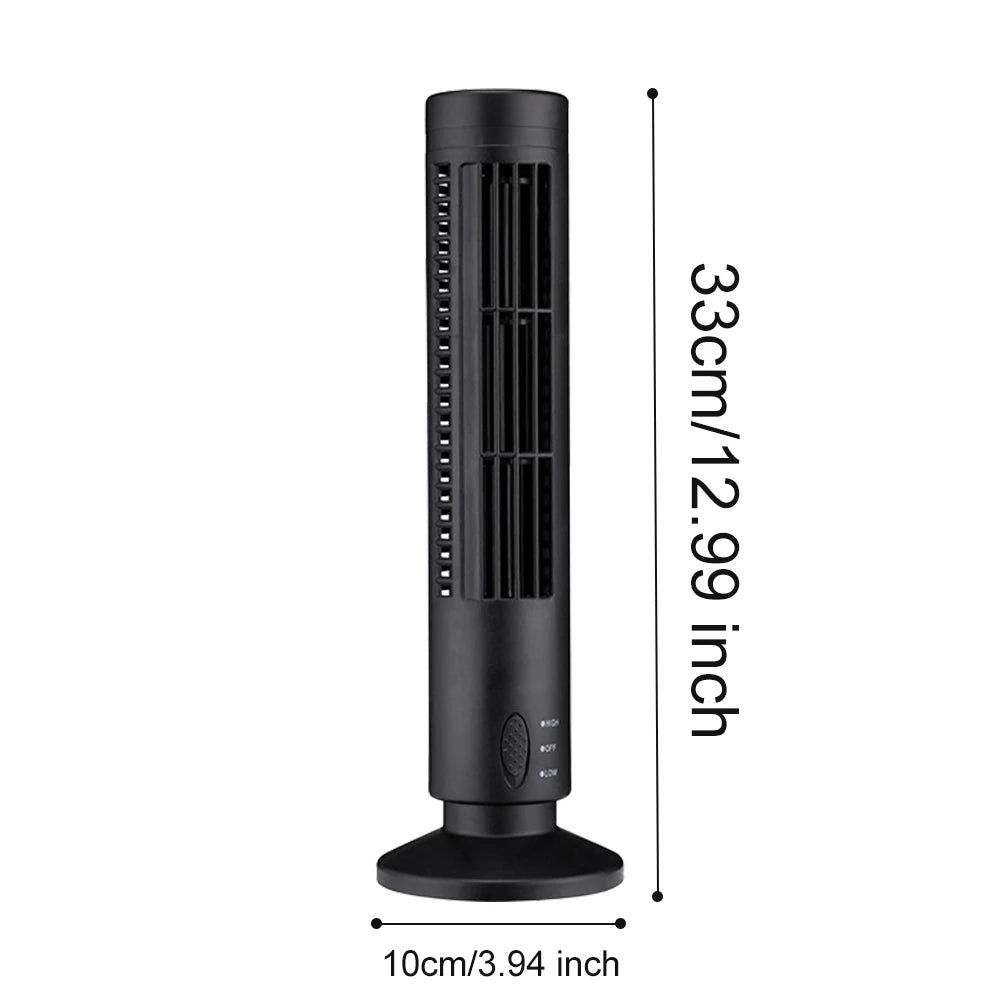 LED Tower Fan Bladeless Cooling Fan 2 Gear Speed No Leaf Air Conditioner Portable Electric Floor Fan for Living Room Bedroom