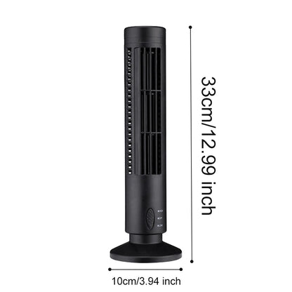 LED Tower Fan Bladeless Cooling Fan 2 Gear Speed No Leaf Air Conditioner Portable Electric Floor Fan for Living Room Bedroom